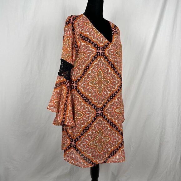 Paper Crane Anthropology Boho Orange Mini Dress - Women’s S - Picture 3 of 6